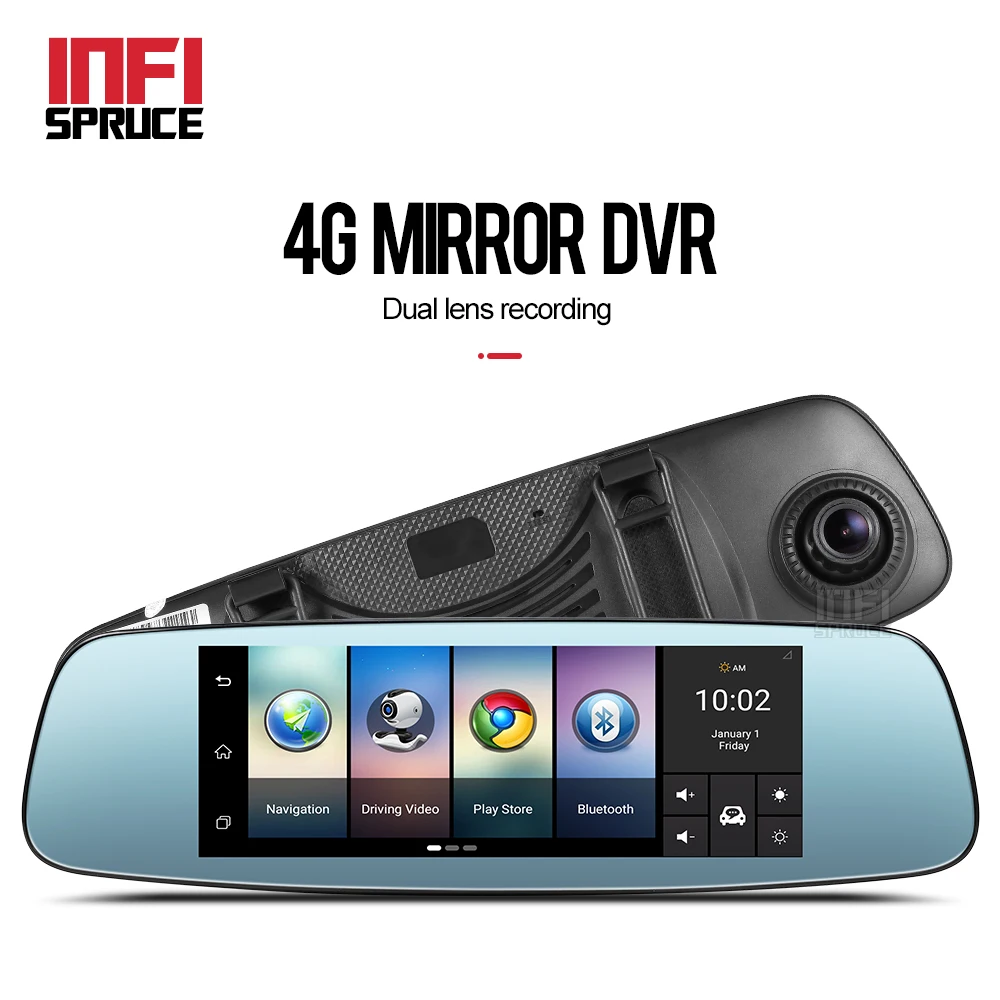 Infispruce 7 &quot4G Автомобильное Зеркало dvr Автомобильная камера gps Bluetooth WiFi двойной