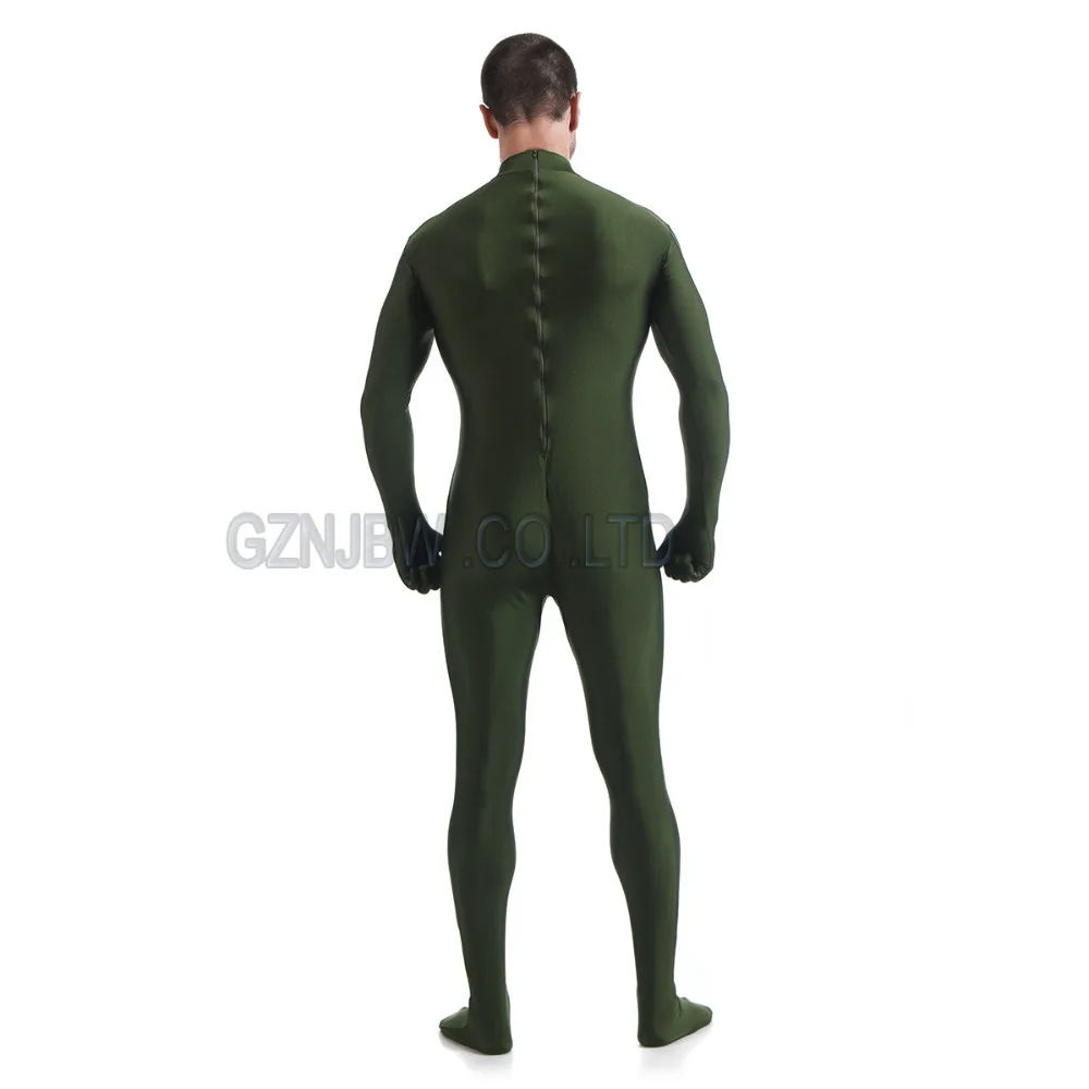 Мужской костюм зентай темно-зеленое гимнастическое трико из спандекса для