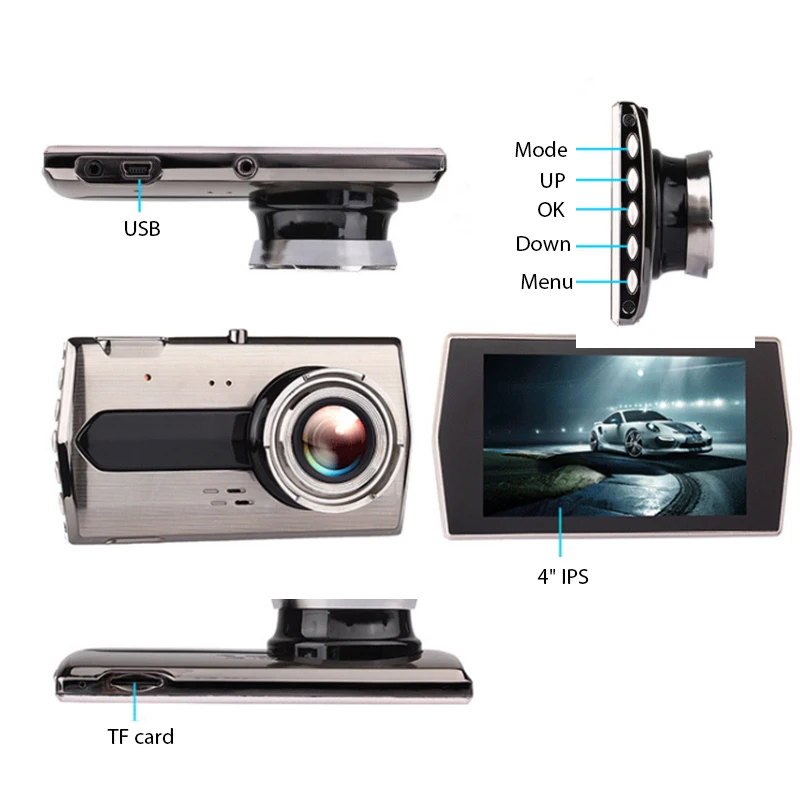Full HD 1080P видеорегистратор Автомобильный Автомобильная камера с двумя