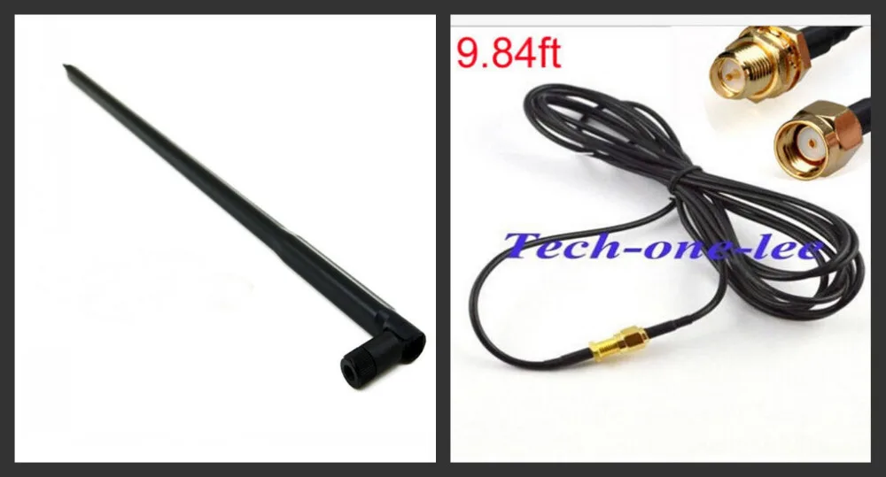 10 шт./лот 2 4 ГГц Wi-Fi-антенна 20dbi беспроводной усилитель RP SMA Plug Network 43 см + Male к Female RG174