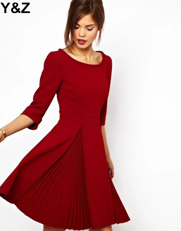 Y\u0026Z dark red Black Dresses A-line 