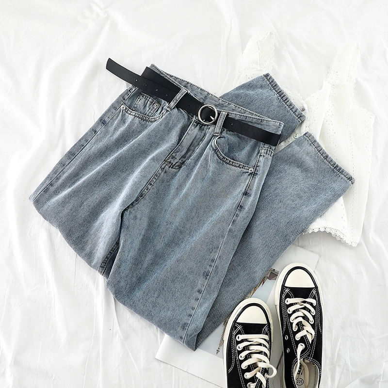 Новинка 2019 модные женские джинсы повседневные простые одноцветные с высокой