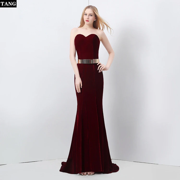 Новые формальные красные бархатные вечерние длинные платья сексуальные без