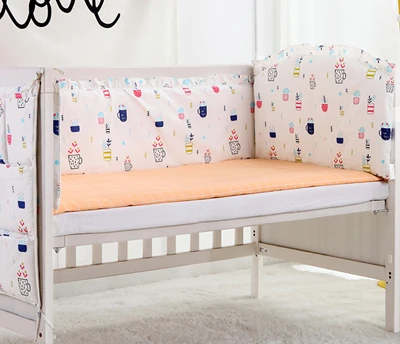 5PCS Baby Bumper Bed Around Cotton Print Cot Bedding Set for Newborn Sheet ropa de cuna (4bumper+sheet) | Мать и ребенок