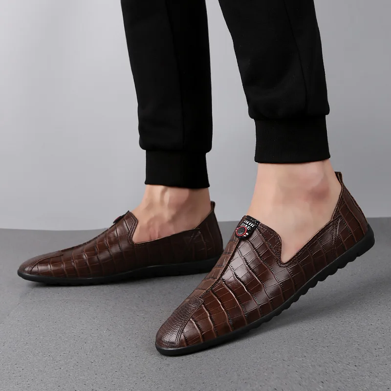 

Men's Casual Shoes Genuine Leather Loafers Male 2021 New Style Brown Black Slip On Shoe Man Flats Driving Shoes For Men Hot Sale