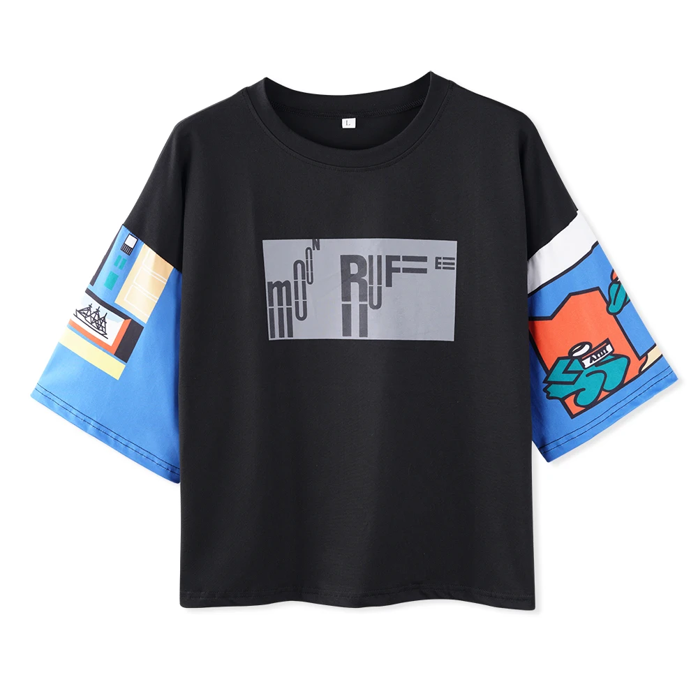 

Neatie kiddie Harajuku Streetwear Women Half Sleeve Casual T shirt Female Tops BF Style Graffiti Print Loose T-shirt Clothes