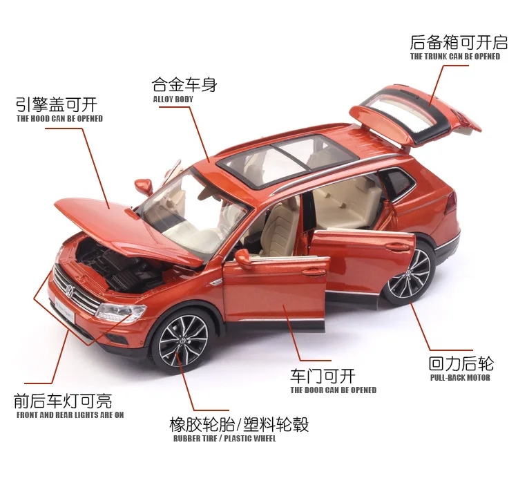 Литье под давлением 1/32 модель автомобиля SUV TiguanL Имитационные машины из сплавов Игрушки для мальчиков подарки для детей Детские транспортные средства для мальчиков