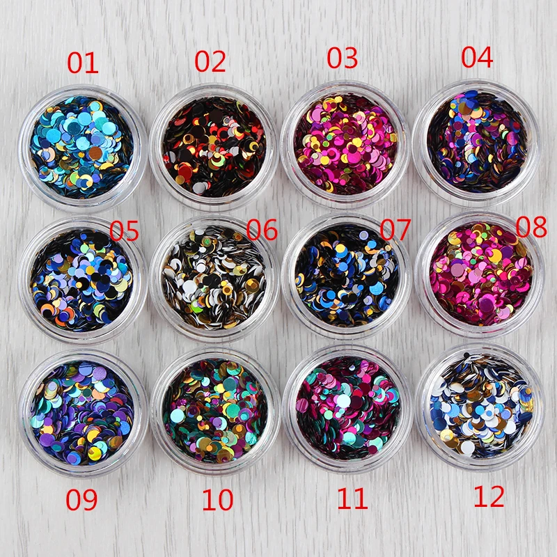 1 коробка для украшения ногтей круглые блестящие блестки яркие ультратонкие УФ
