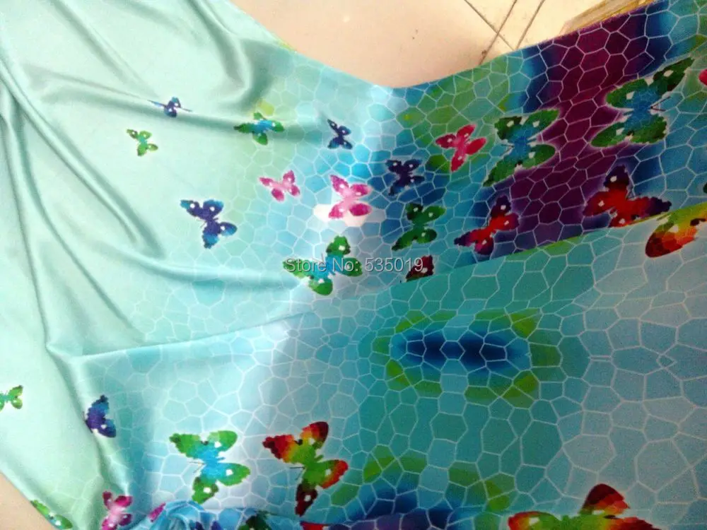 

Super Hollandais Woven Fabric Heavy Silk Satin Material For Clothing Shirt Tulle Blouse Dress butterfly Printed Fabrics Textile