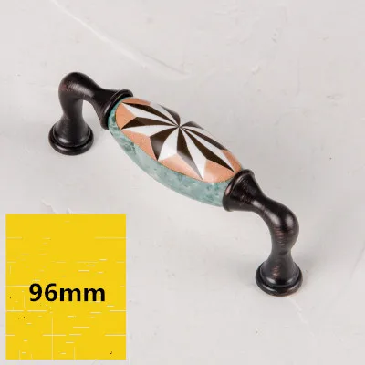 H 96mm-1 handle 96 128 мм американская Ретро сельская керамика Кухонный шкаф дверная ручка черный античный медный ящик шкаф ручка " ORB - Цвет: H 96mm-1 handle