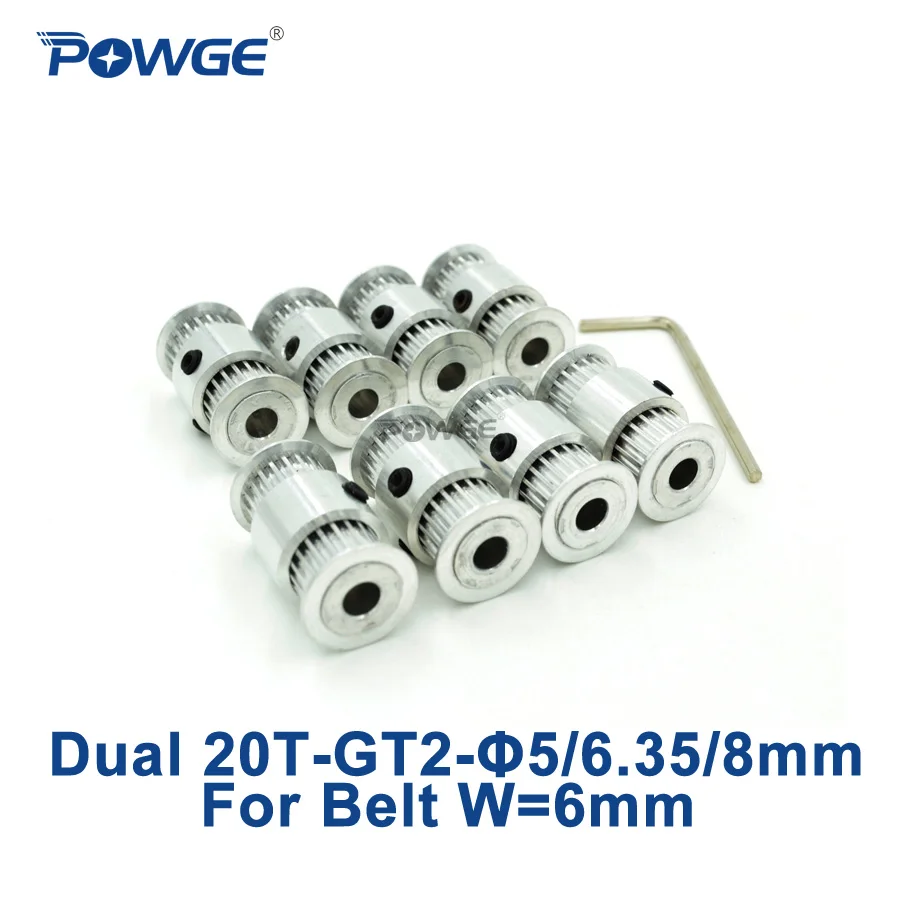 POWGE Ultimaker2 DIY двойной 20 зубчатый шкив GT2 диаметр 5/6/35/8 мм для ширины 6 2GT открытый