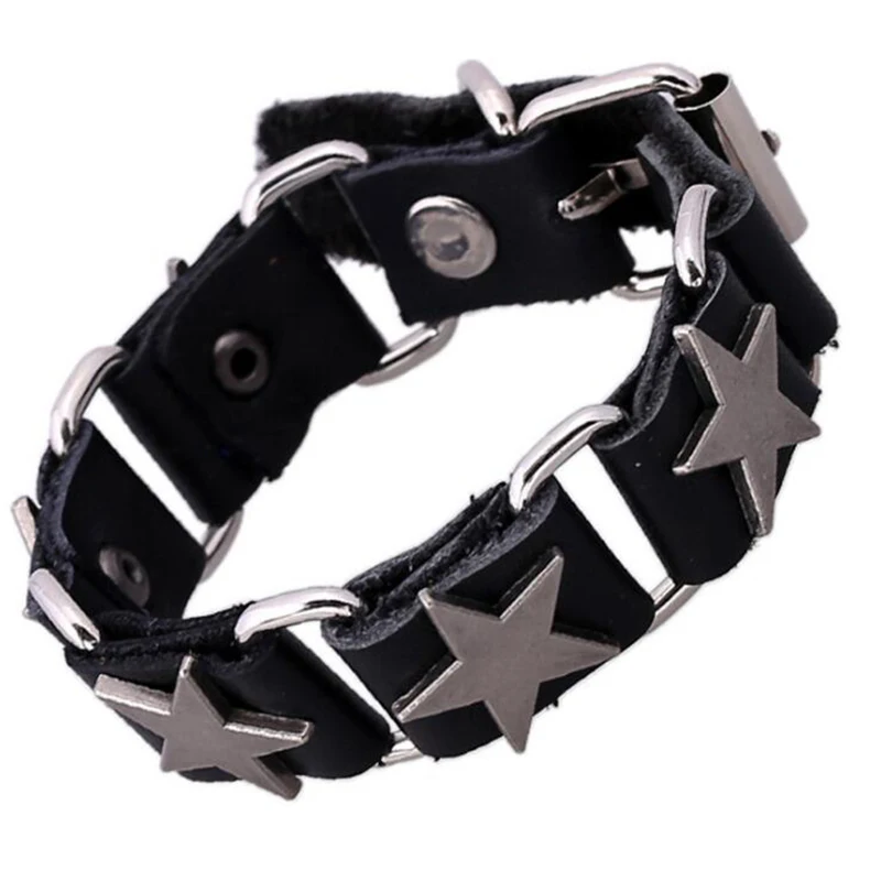 Модные мужские ювелирные изделия черная кожа плетеная веревка цепь из