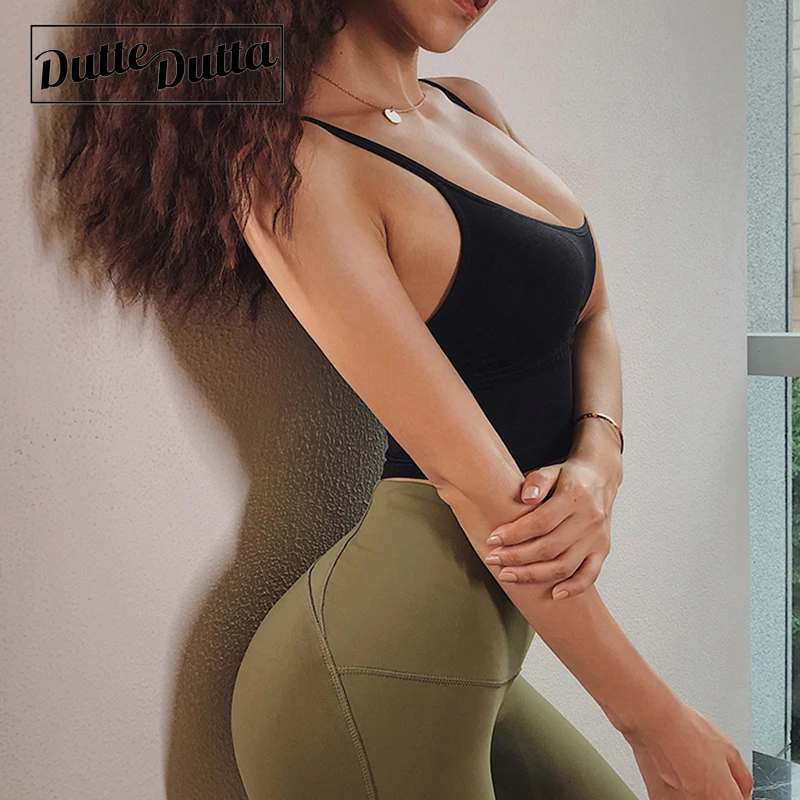 Dutte dutta сексуальный спортивный бюстгальтер с открытой спиной Высокая растяжка Йога укороченный Топ Спортивная одежда для женщин тренажерный зал ударопрочный спортивный бюстгальтер для бега пуш-ап