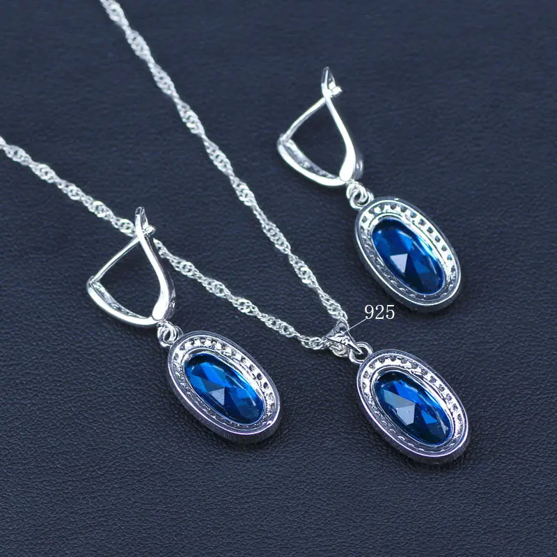 Романтический серебряный цвет ювелирные изделия Небесно Голубой Циркон