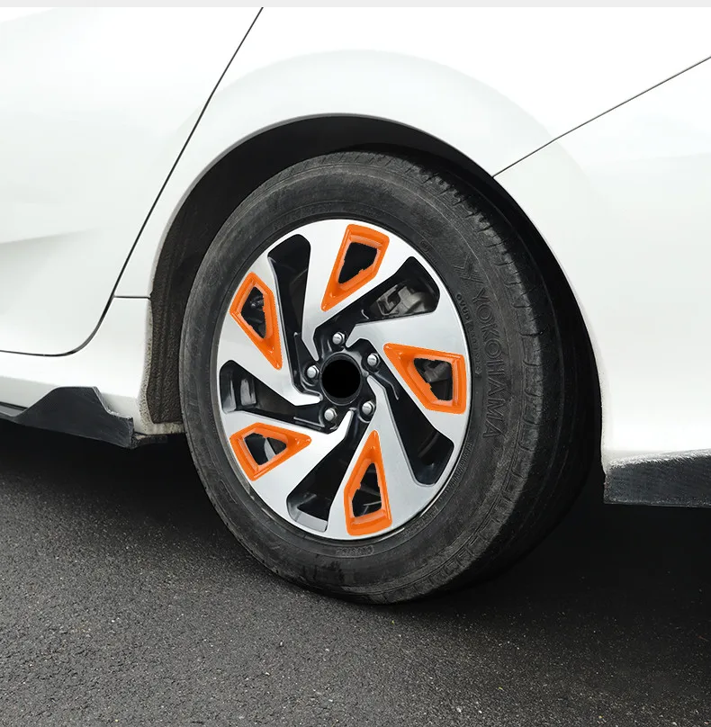 

ABS plastic material Frame Auto accessories Car styling Wheel Sticker Car Wheel Hub Decal Sticker For Honda New civic 10th 2018