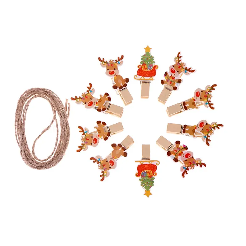 10 шт./лот мини красный Санта Клаус деревянная одежда фото бумажная прищепка