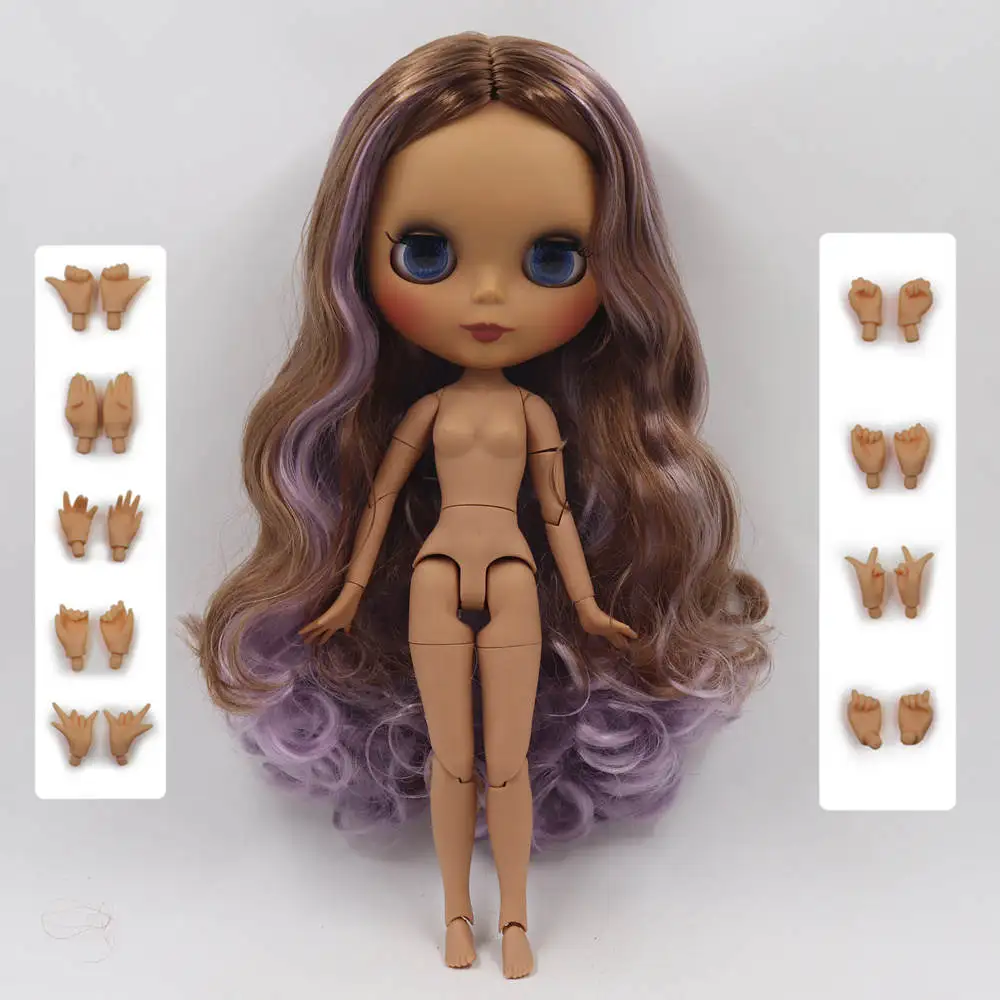 ICY Fortune Days factory blyth кукла темная кожа суставное тело новое матовое лицо коричневый смешанный фиолетовый вьющиеся волосы DIY sd Подарочная игрушка - Цвет: Красный