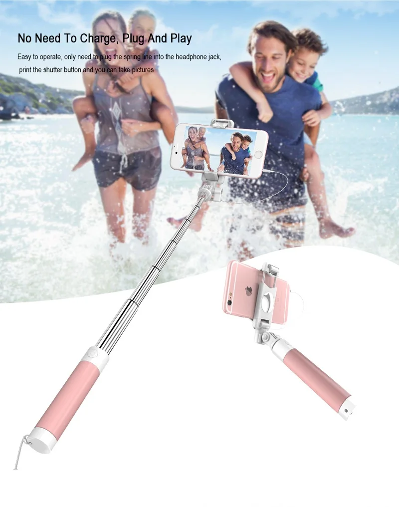 AINGSLIM, проводной монопод для селфи mi ni, монопод для iPhone 6 samsung huawei xiaomi mi selfie pod