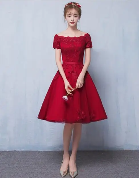 Wine red A Robe de soiree Новое поступление бордовое вечернее платье на шнуровке с вечерние платья C аппликацией платья для выпускного вечера на заказ - Цвет: Wine red A