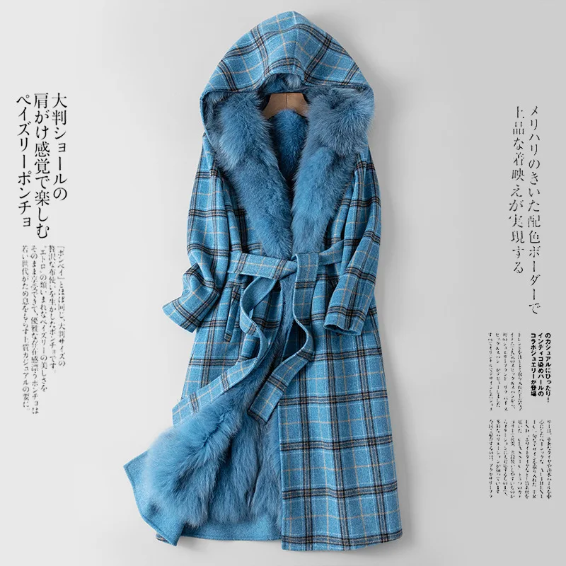 Женское пальто средней и длинной длины из лисьего меха с внутренним желчным