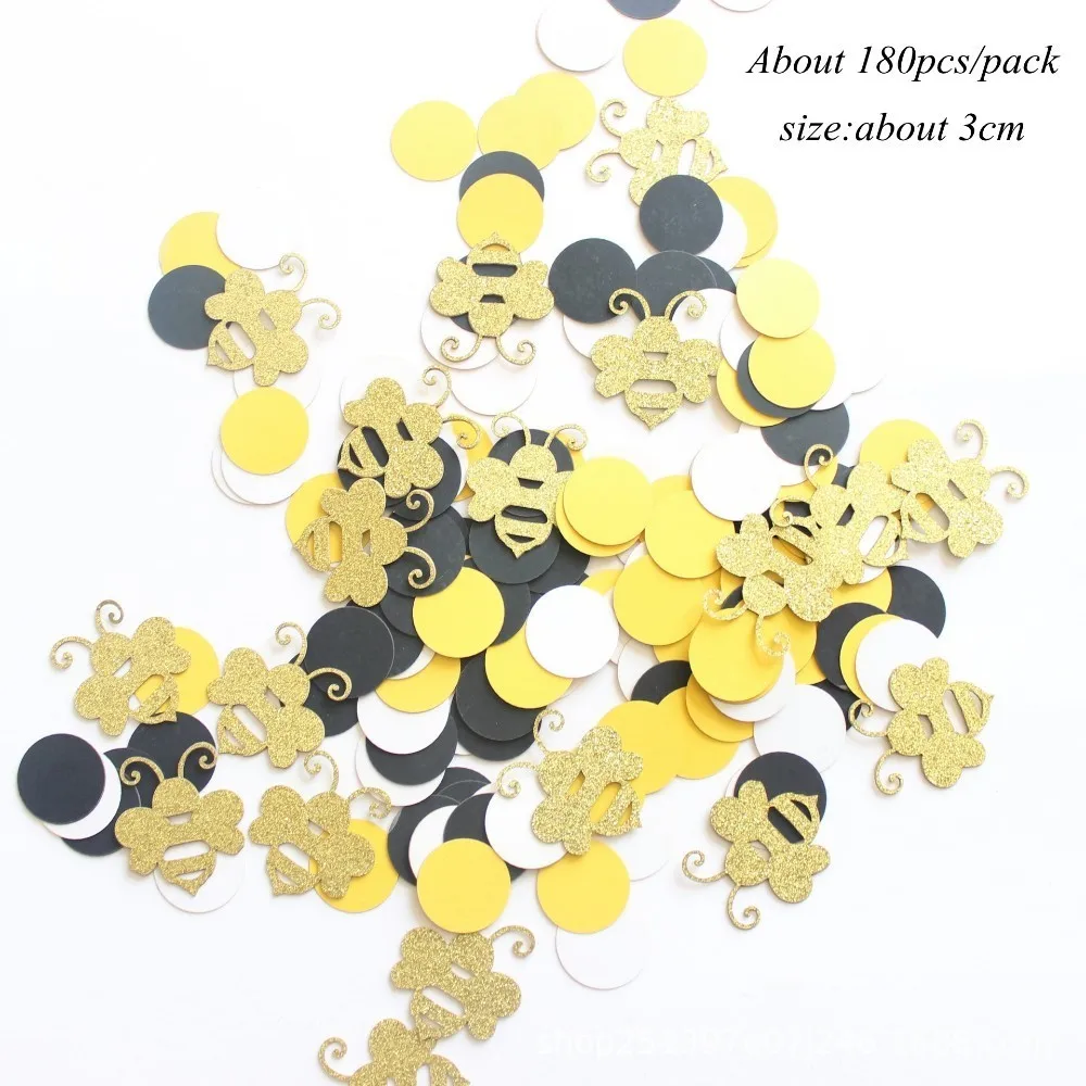 180pcs confetti 1 компл. Прекрасный пчела серии торт Топпер детский душ мама к пчеле бумажный баннер воздушные шары в виде пчелы детский подарок День рождения украшение - Цвет: 180pcs confetti