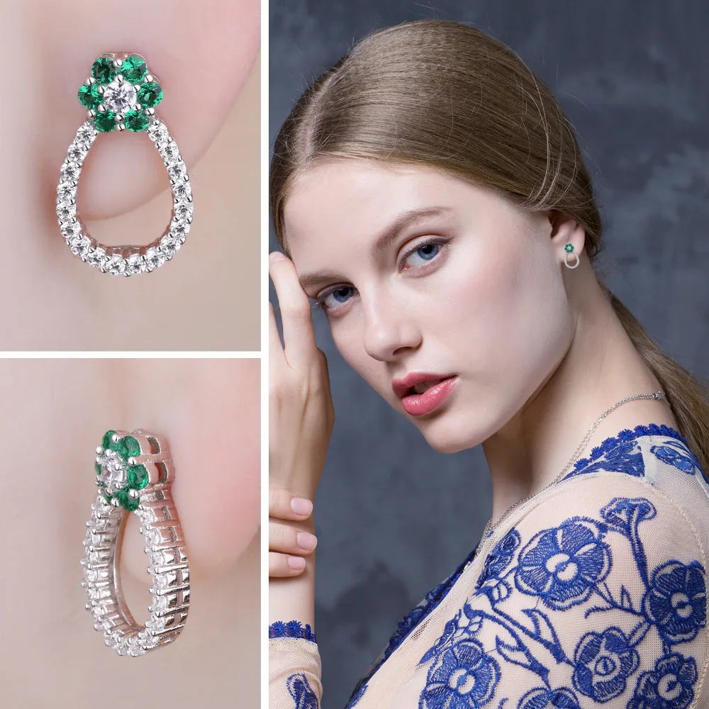Jewelrypalace 1 т цветок Форма создания Изумрудный Серьги-гвоздики для Для женщин 925