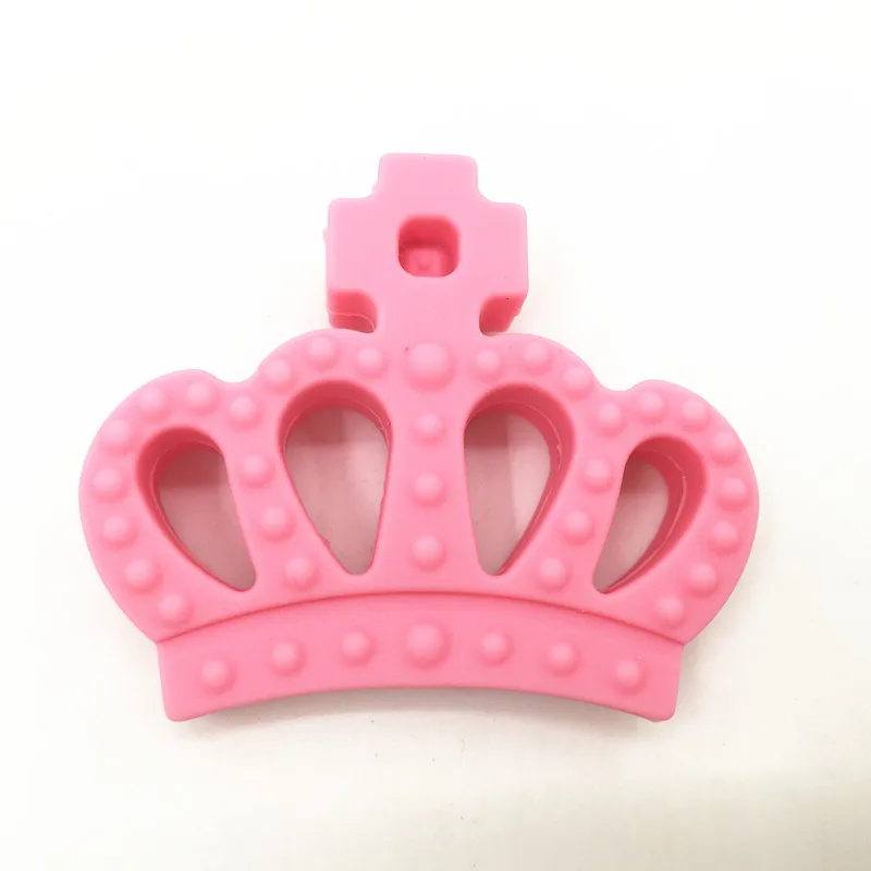 pink Силиконовая Корона бусина для соски-прорезывателя-силиконовая Детская Подвеска «Зуб» Игрушки-принцесса подвеска в форме короны Прорезыватель-прорезыватель Игрушка поводок для девочки - Цвет: pink