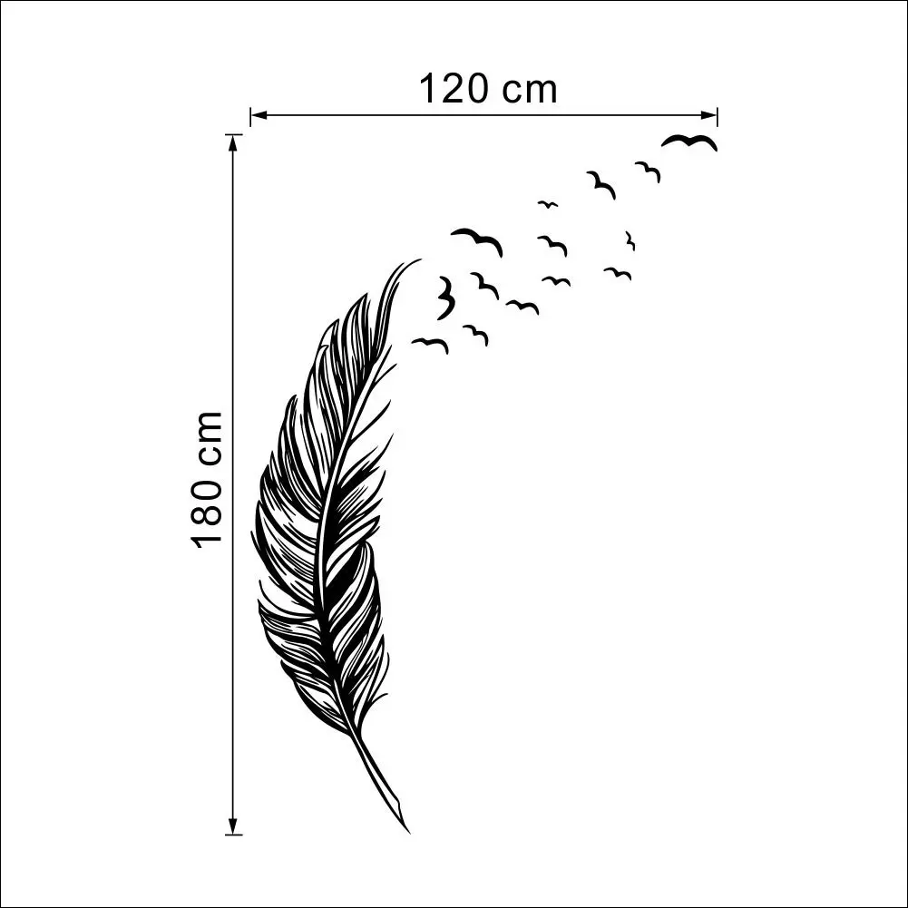 

Birds Flying Feather Large Wall Sticker PVC Vinyl Art Decals Living Room Decor