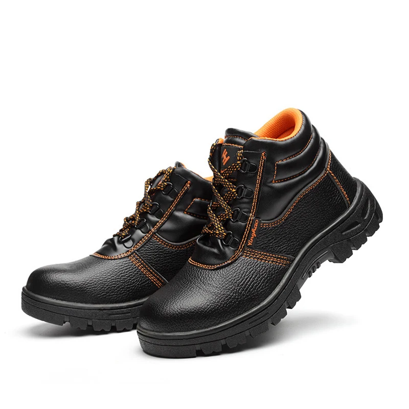 

AC13013 High Upper Black Safety Men And Women Shoes Lightweight All Terrain Steel Toe PU Leather Working Shoes 2019 Acecare