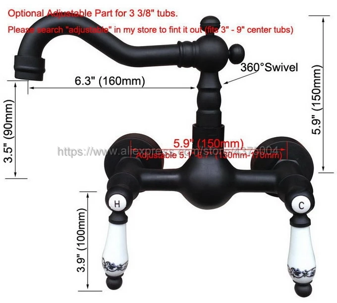 Смесители для раковины бронзовый кран ванной и кухни Поворотный Настенный с