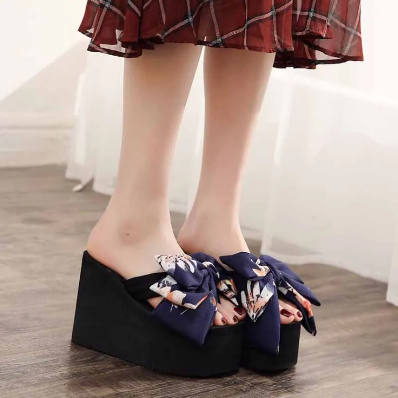 Женские летние сандалии с бантом Тапочки шлепанцы для дома и улицы пляжная обувь