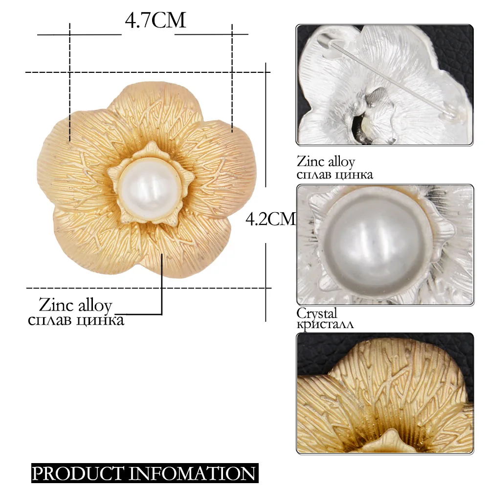 Elegant Metal Flower Brooch Pin Pearl Women Fashion Jewelry Clothing Scarf Clip Accessory | Украшения и аксессуары