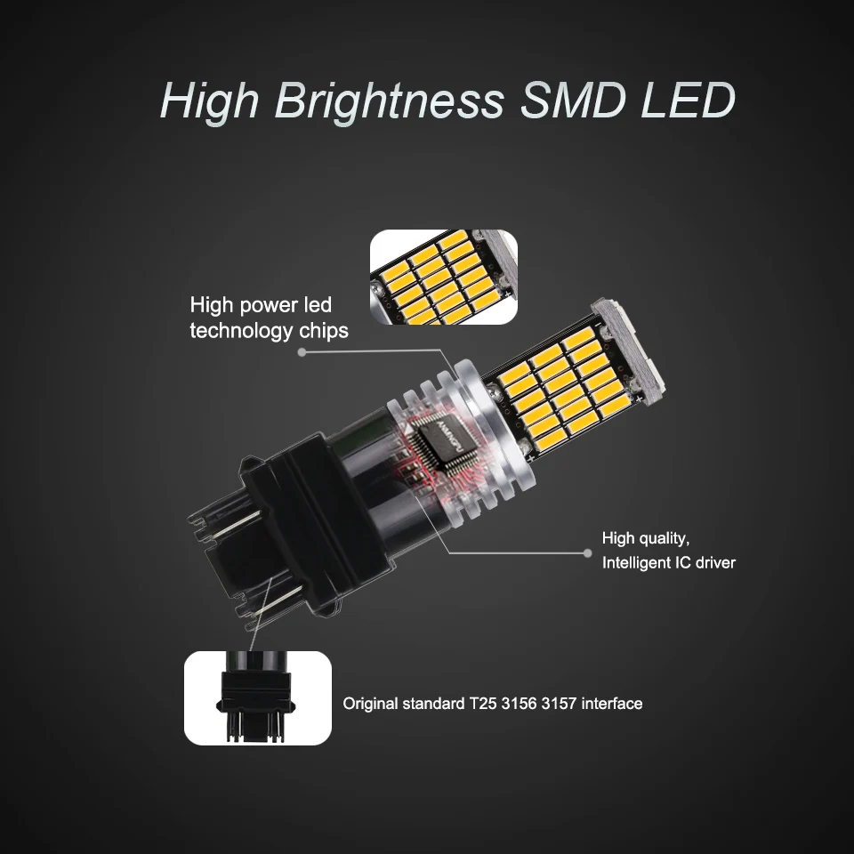 ANMINGPU 2x45 4014SMD сигнальная лампа T25 3157 светодиодная CAN шина 3156 P27W P27/7 Вт светодиодные
