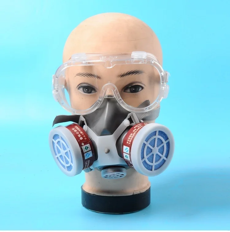 

Dual Valve Protective respirator mask Full face Anti-Dust Respirator filter Paint Spraying Industrial Chemical gas mask