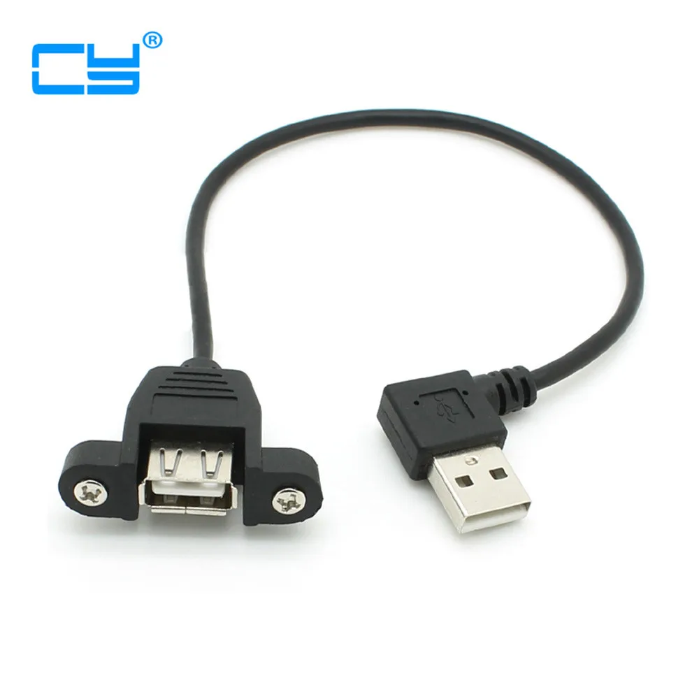 

5 штук/лот 90 градусов левый Угловой USB 2,0 A штекер к женскому удлинительному кабелю с панельным отверстием