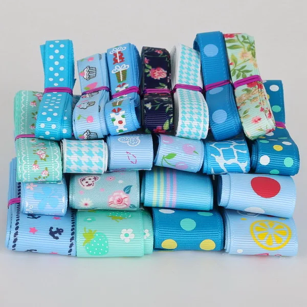 03 1x12Yards 10-25 мм стильные цветные печатные декорации с лентой подарок Рождественская вечеринка свадебное платье DIY упаковочные аксессуары лента - Цвет: 03