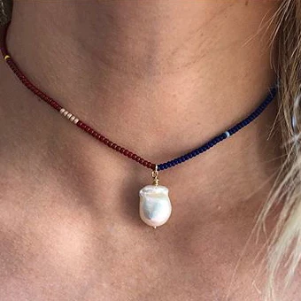 Boho, колье из пресноводного жемчуга, ожерелье с кулоном, женское, erkek kolye bijoux femme, ожерелье из бисера, ожерелье, мода - Окраска металла: necklace 1