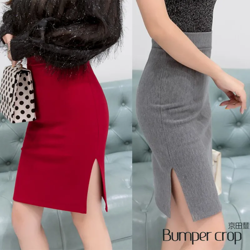 Bumpercrop карандаш Секи юбки женские Мини Твердые Империя 3xl Женский офисный