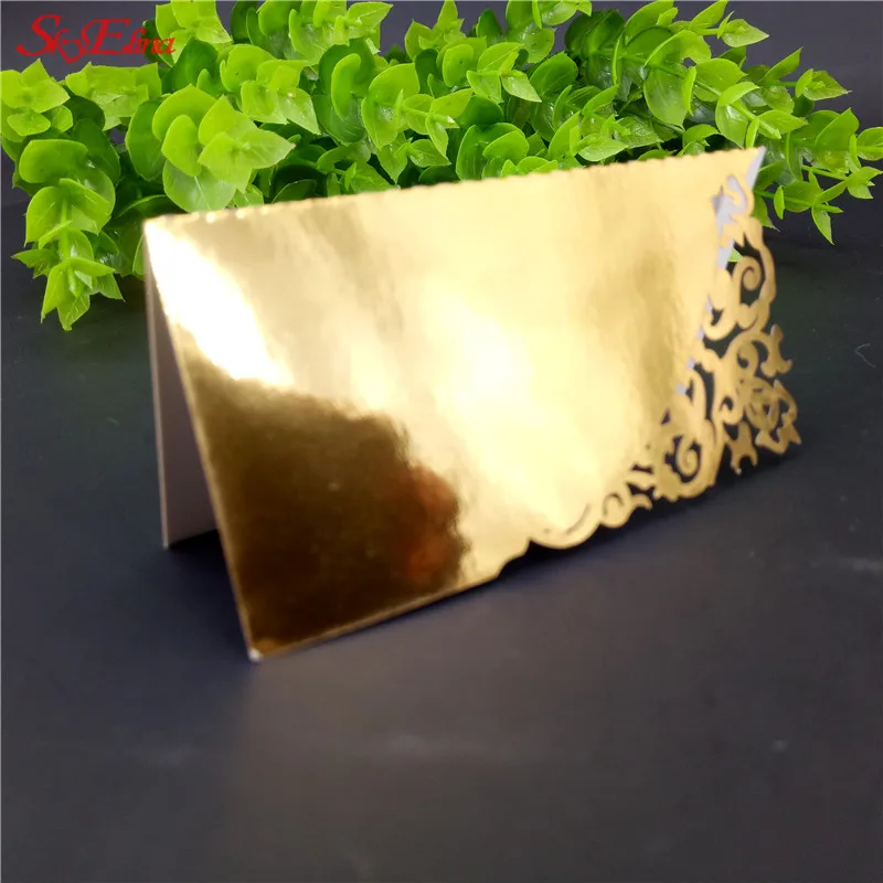 Bright Golden 10 шт. лазерная резка лоза пустотелая карточка с местом для указания имени свадьбы празднования дня рождения места имя стола Место карты события питания 8ZSH870 - Цвет: Bright Golden