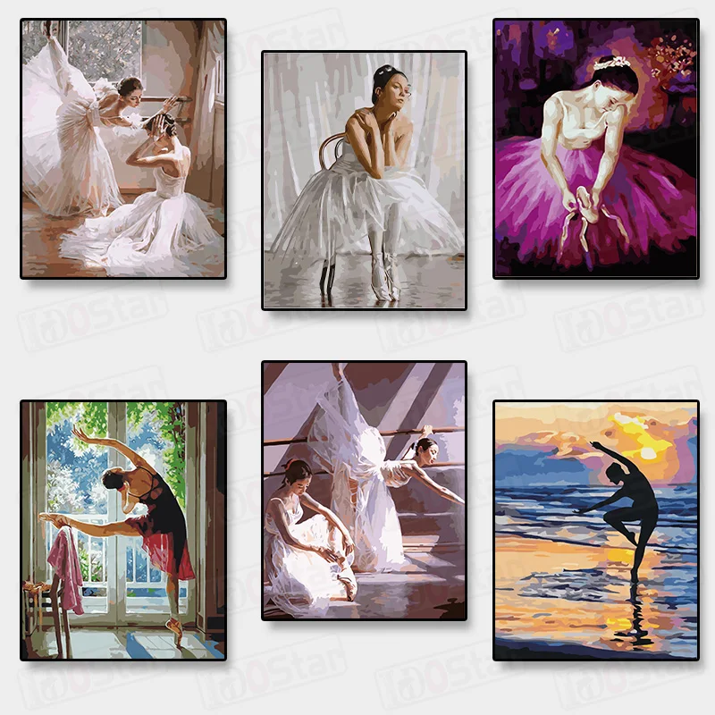 

Frameless Ballet Dancer DIY Painting By Numbers Acrylic Paint On Canvas Hand Painted Oil Painting For Home Decor Arts30