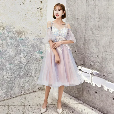 short dress Розовый от кутюр Sommerkleid благородное праздничное платье с вышивкой на день рождения рубашка элегантное платье принцессы темперамент Dames Jurken A2033 - Цвет: short dress
