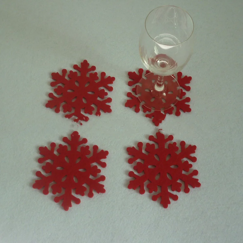 8 шт./лот красные коврики для чашек со снегом Рождественское украшение дома