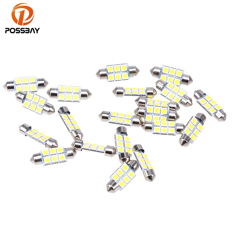 POSSBAY 20 шт. 36 мм 5050 6SMD белый микро общий автомобиль гирлянда для салона Купол