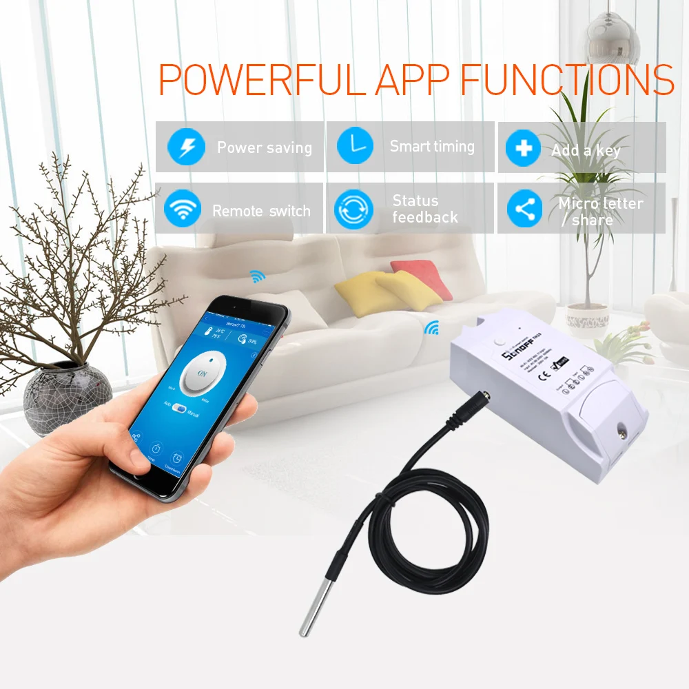 SONOFF ds18b20 Водонепроницаемый датчик температуры wifi умный беспроводной монитор Удаленный мониторинг домашний модуль 1 м для TH10 TH16