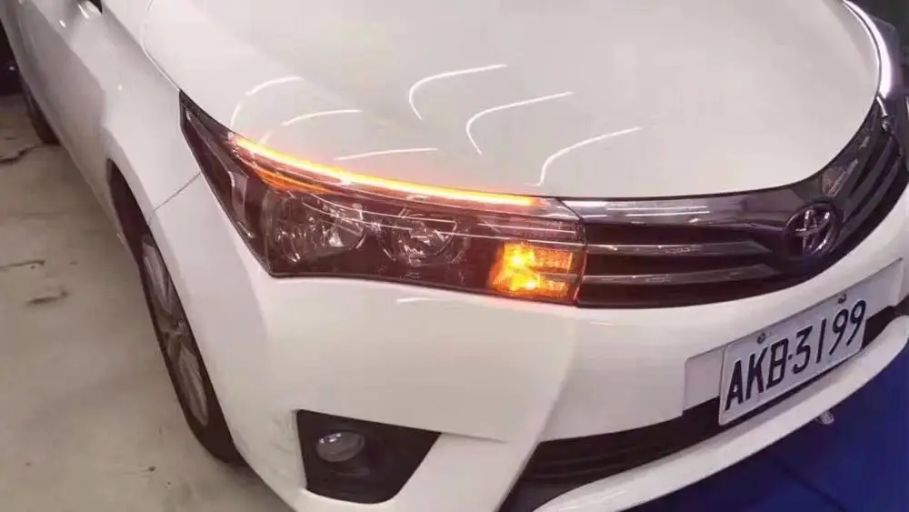 Для Toyota corolla светодиодный DRL головной светильник для бровей, дневной ходовой светильник, противотуманная фара с плавным динамическим желтым поворотом