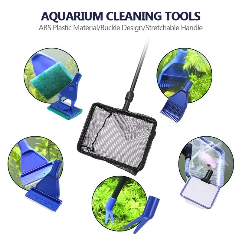 Aquarium Fish Tank Clean Tools 6 In 1 Adjustable Cleaning Kit & Gravel Cleaner Siphon For Water Changing And Sand C | Дом и сад