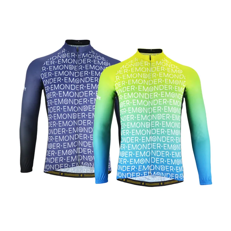 

EMONDER Spring Pro Team Men Cycling Jersey Long Sleeve Jersey Breathable Cozy Bicycle DH MTB Road Bike Clothing