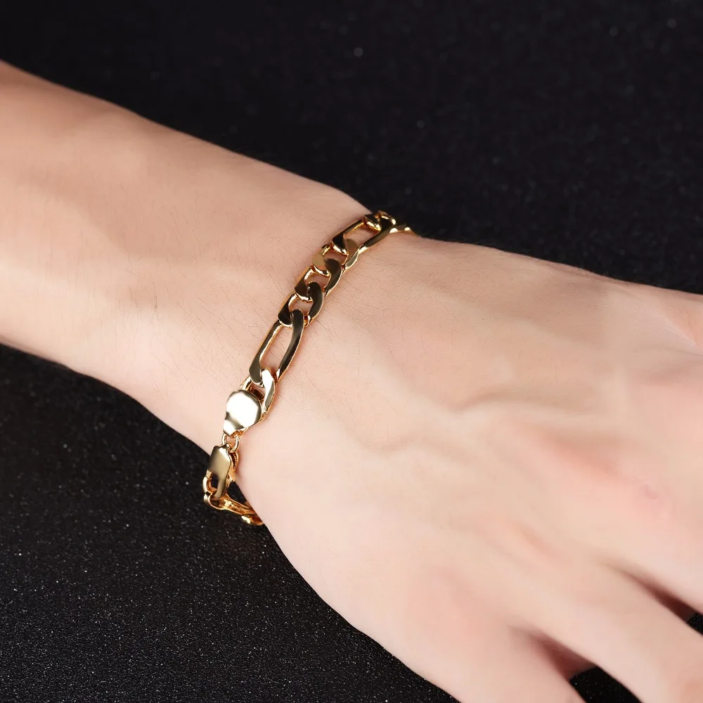 _ Aliexpress Лидер продаж классический винтажный золотой браслет цепочка Фигаро