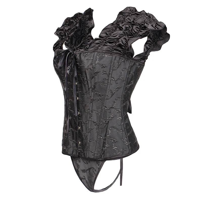

Sexy Gothic Corset Black White Women Victorian Wedding Bride Off Shoulder Lace Corset Bustier Tops Corpete Overbust Corsets