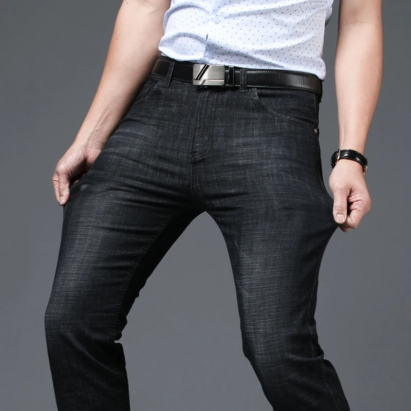 Новые модные мужские бизнес брендовые джинсы прямые повседневные Стрейчевые